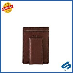 Men's Genuine Leather Magnetic Card Case Wallet with Money Clip